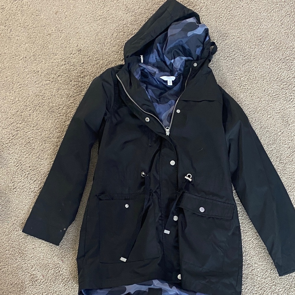 Time and Tru Black Hooded Ski Jacket